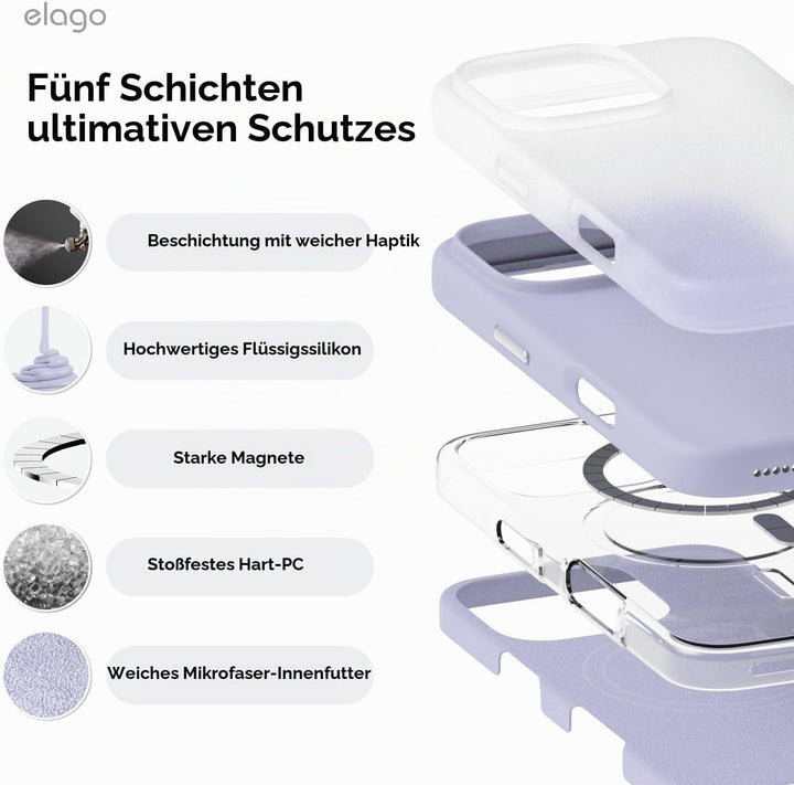elago Magnetisch Silikon Hülle Kompatibel mit iPhone 16 Pro Max Hülle 6,9 Zoll, Kompatibel mit Allen