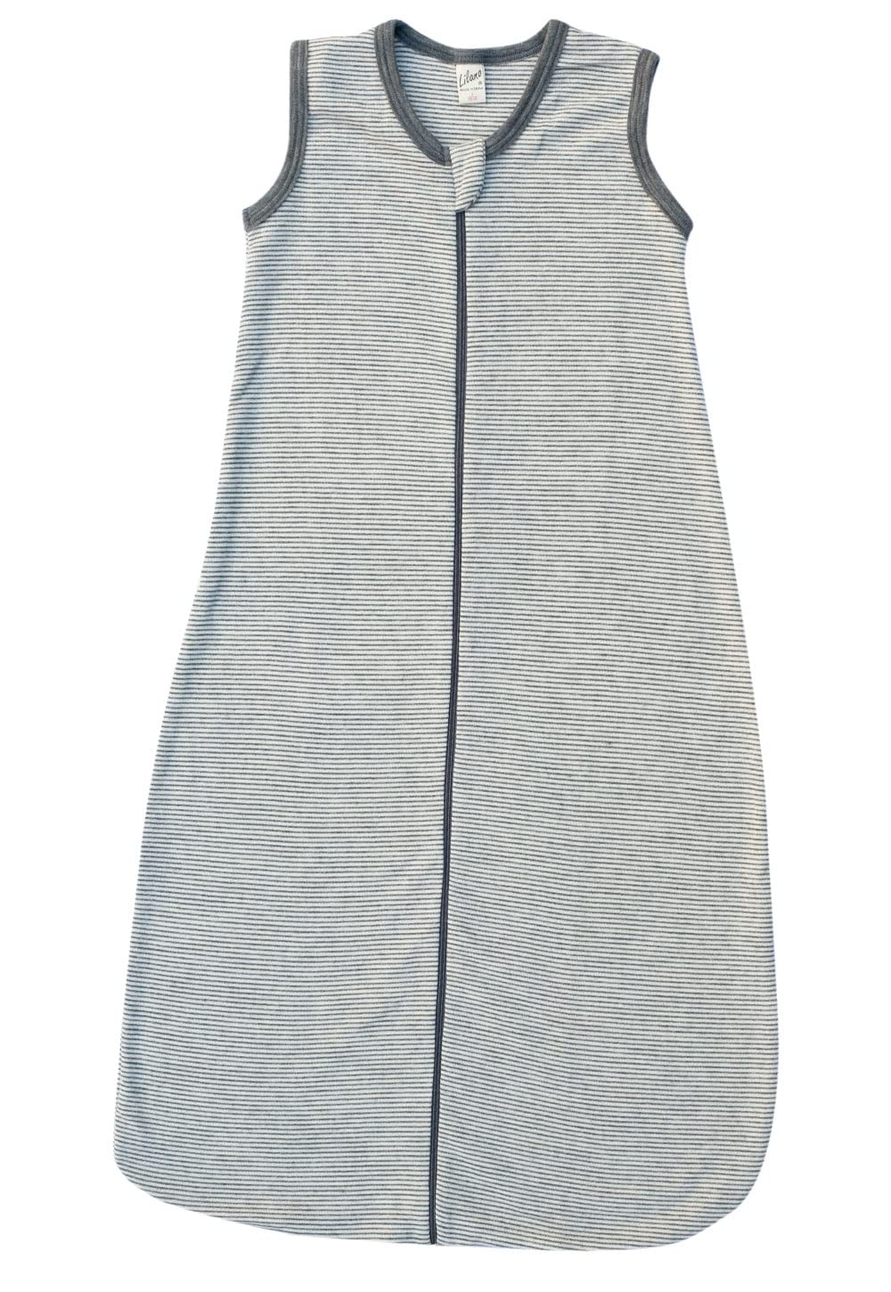 Lilano, Schlafsack Ringel ohne Arm, 70% Wolle (kbT), 30% Seide, 210 gr./m² 2 (90 cm) Hellgrau /Natur