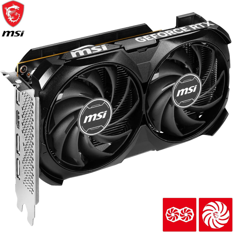 MSI GeForce RTX 4060 Ventus 2X Black 8G OC Grafikkarte -NVIDIA RTX 4060, 8 GB GDDR6 Speicher, 17 Gbp