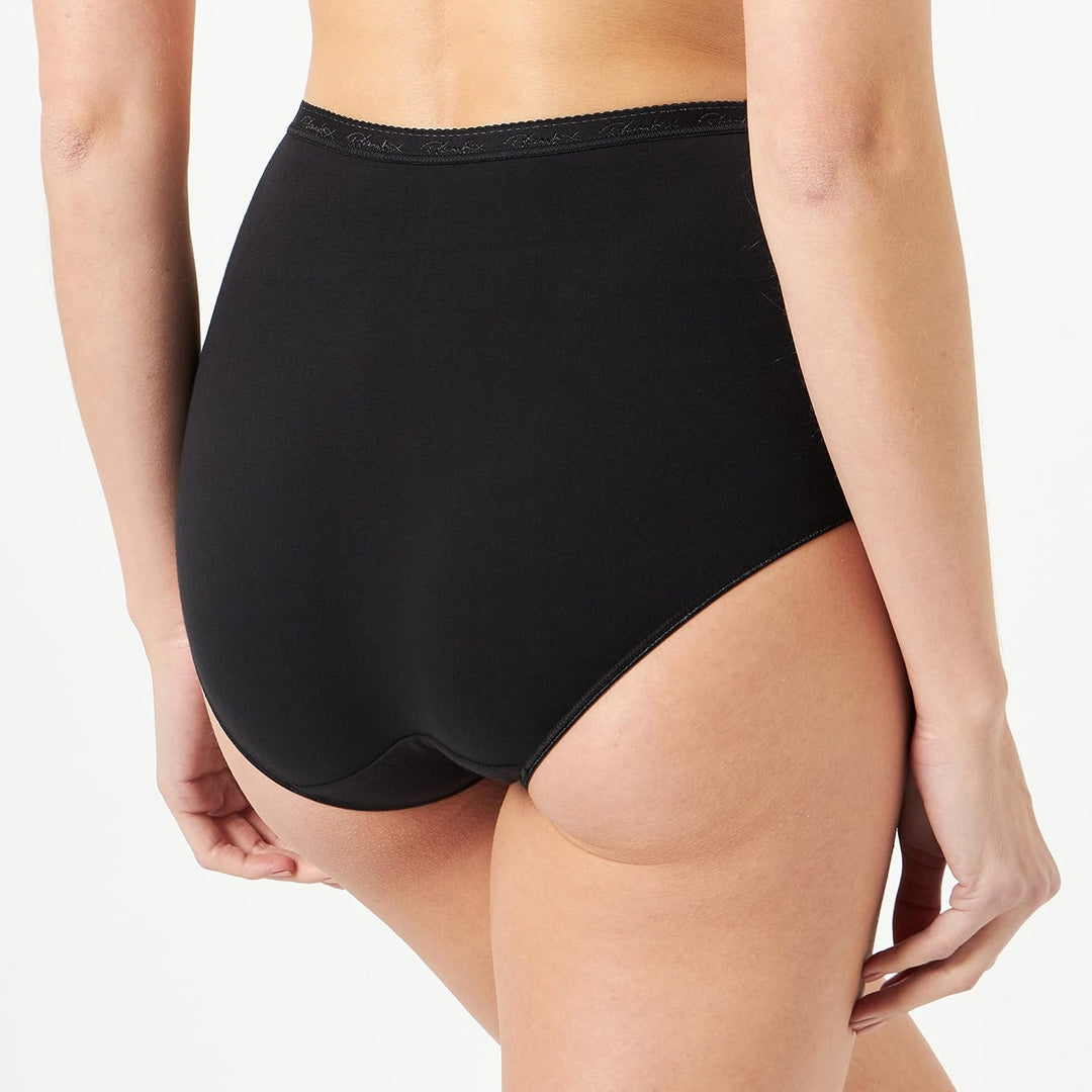 Playtex Bequeme Damen-Maxi-Höschen aus Bio-Baumwolle x4 44 Weiss / Schwarz, 44 Weiss / Schwarz