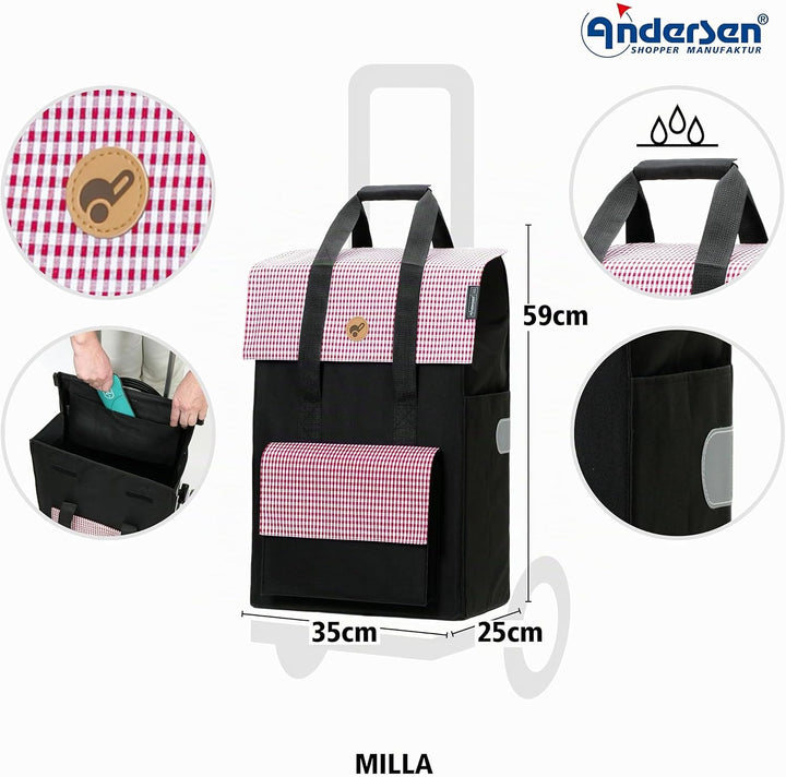 Andersen Shopper Royal Treppensteiger und 49 Liter Tasche Milla rot Rot.