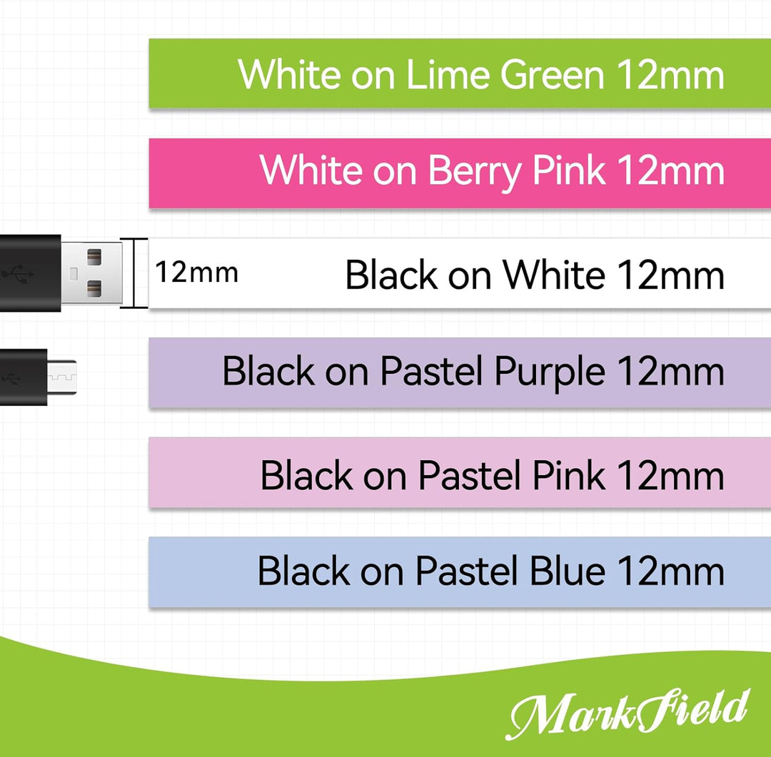 6x MarkField Kompatible Schriftband als Ersatz für Brother P-Touch TZ TZe-231 12mm x 8m 0,47 laminie