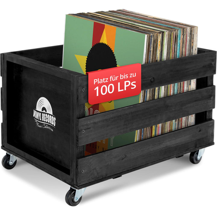 Stagecaptain SPK-100 BK Schallplattenkiste “Emil” 3x Set - Aufbewahrungsboxen für bis zu 100 LPs - a