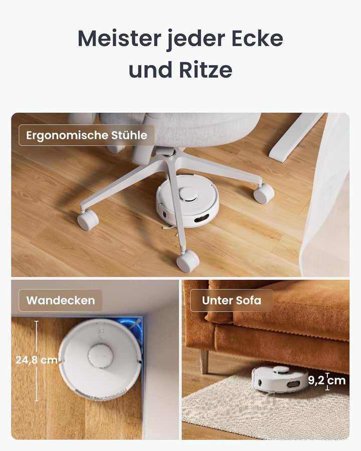 SwitchBot K11+ Saugerroboter mit Mopp, 6000Pa Saugkraft, 90 Tage Staubauffang, Selbstentleerung, LDS