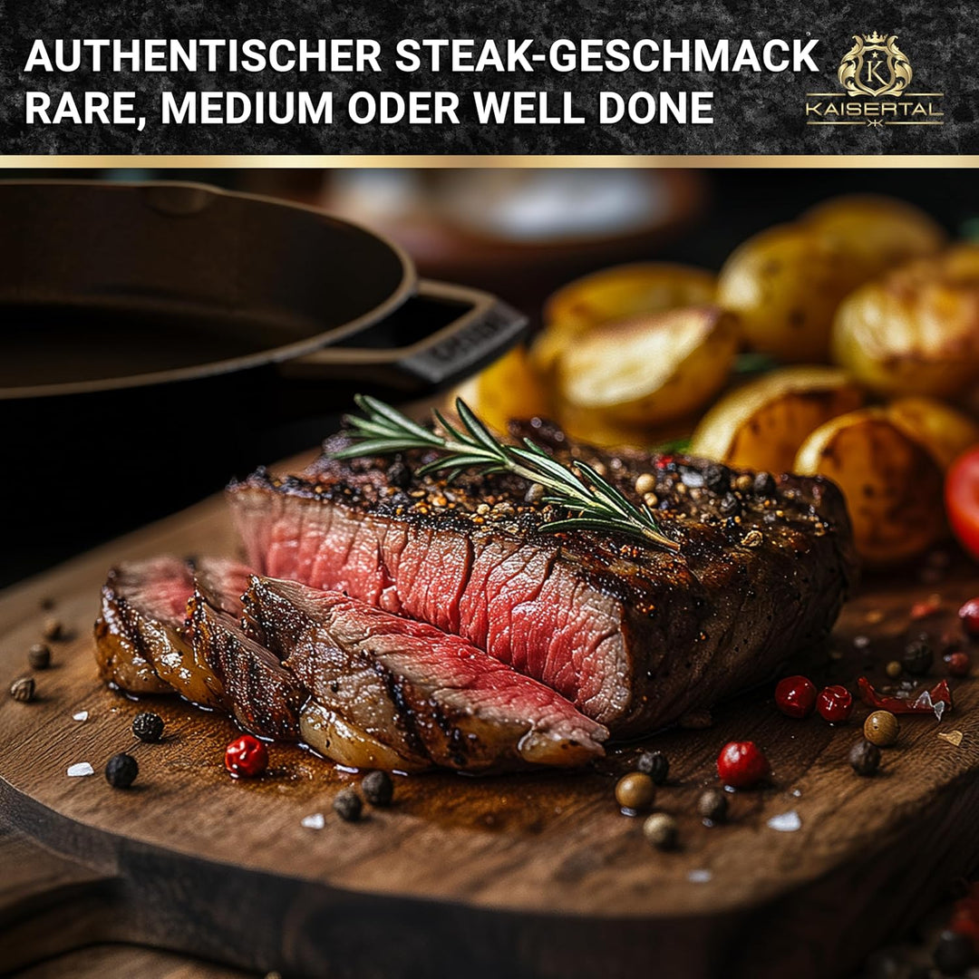 KAISERTAL Gusseisen Bratpfanne matt schwarz emailliert - Antihafteffekt - 2,7L, Schwarz - Perfekt fü