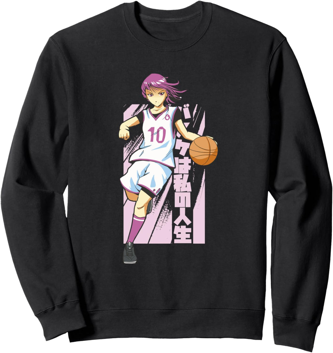 Anime-Mädchen mit Nummer 10, die Basketball spielt, coole Grafik Sweatshirt