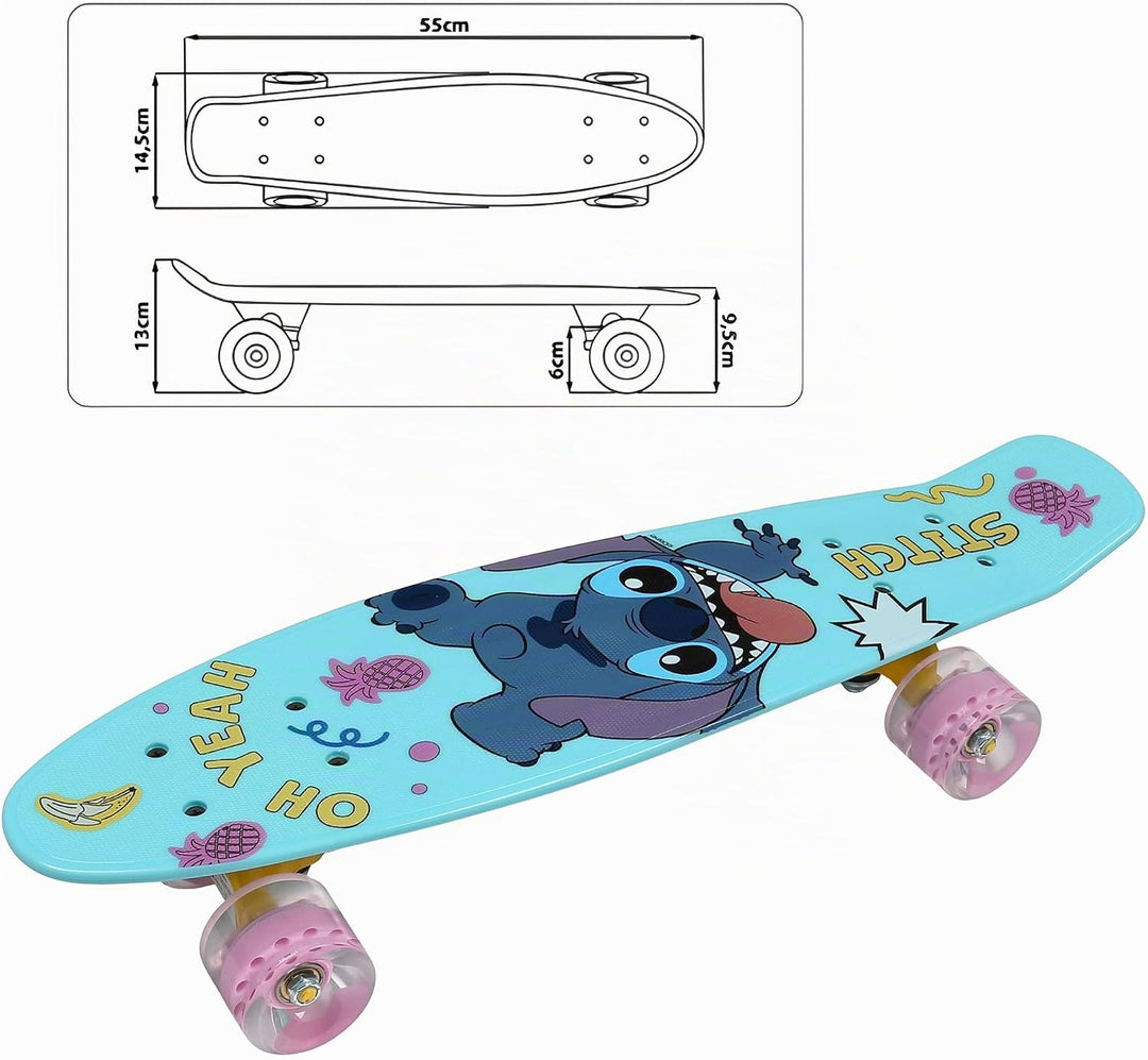 Paw Patrol Chase Holz Skateboard für Jungen 61cm, rutschfestes Brett 20-50kg Stitch 2, Stitch 2