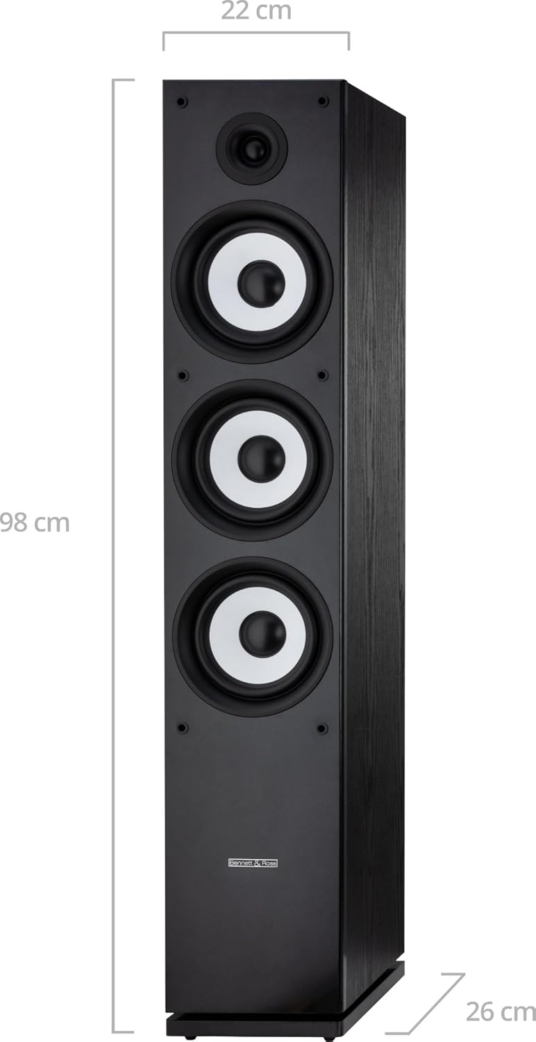 Bennett & Ross Ultrasphere 3-Wege HiFi Standlautsprecher Paar - 200W RMS - 2 x 6,5" Tieftöner - 6,5"