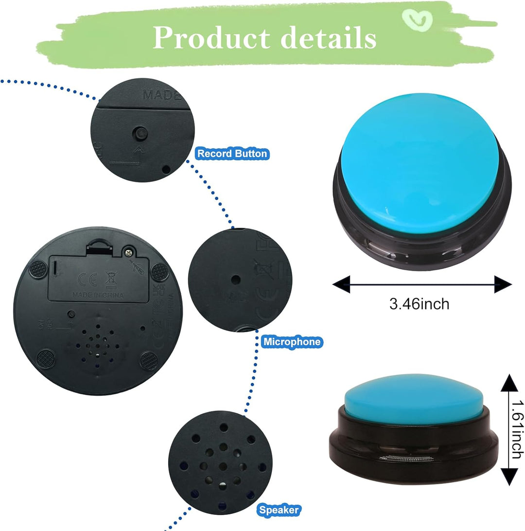 Gelabur Set von 4-Hundetasten für Kommunikation, Voice Recordable Tasten für Klassenzimmer, Hundetra