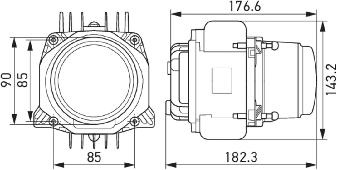 HELLA - LED/DE-Hauptscheinwerfer - 90mm Performance Bi-LED L70 - 24/12V - rund - Einbau - Lichtschei