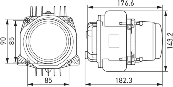 HELLA - LED/DE-Hauptscheinwerfer - 90mm Performance Bi-LED L70 - 24/12V - rund - Einbau - Lichtschei