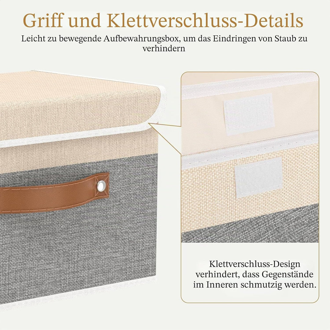 OUTBROS 2 Stück Aufbewahrungsboxen mit Deckel, 45 x 30 x 30 cm, faltbare Stoffboxen, Aufbewahrungskö