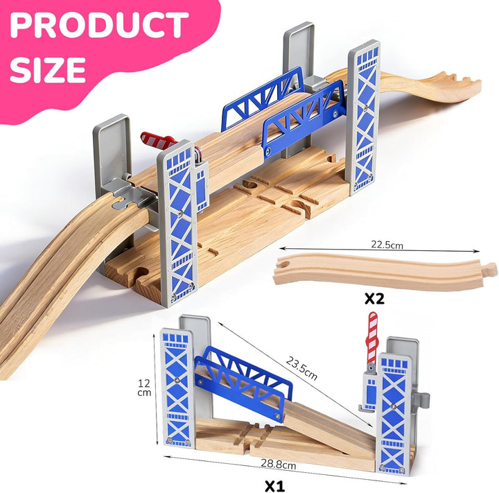 Holzeisenbahn Zubehör, Holz Eisenbahn Brückenspielzeug, Holz Eisenbahn Kinder Zug Spielzeug, Kompati