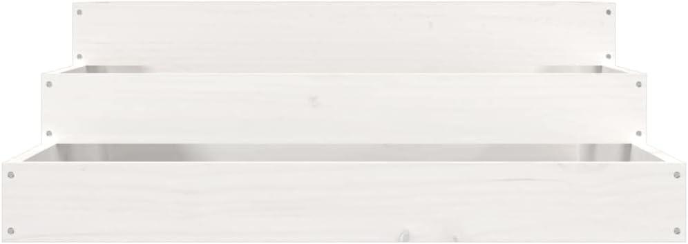 FIRBNUS Pflanzkübel Weiss 78x78x27 cm Massivholz Kiefer Blumenkasten Treppenstufen-Design Gartenpfla