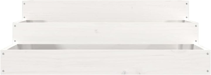 FIRBNUS Pflanzkübel Weiss 78x78x27 cm Massivholz Kiefer Blumenkasten Treppenstufen-Design Gartenpfla