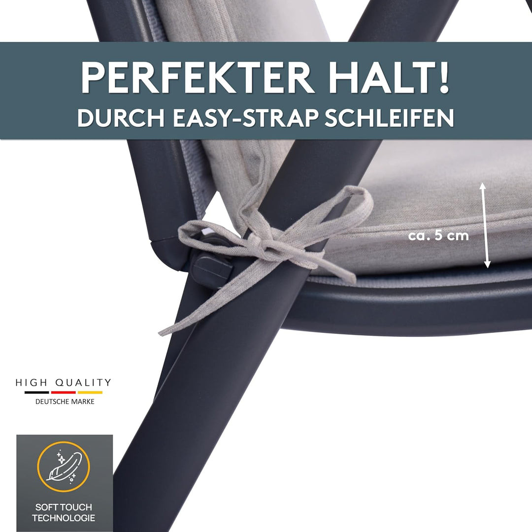 Gartenstuhl Auflagen als [2er Set - Niedriglehner] in Creme - Bequeme Liegen als Sitzauflagen für Ga