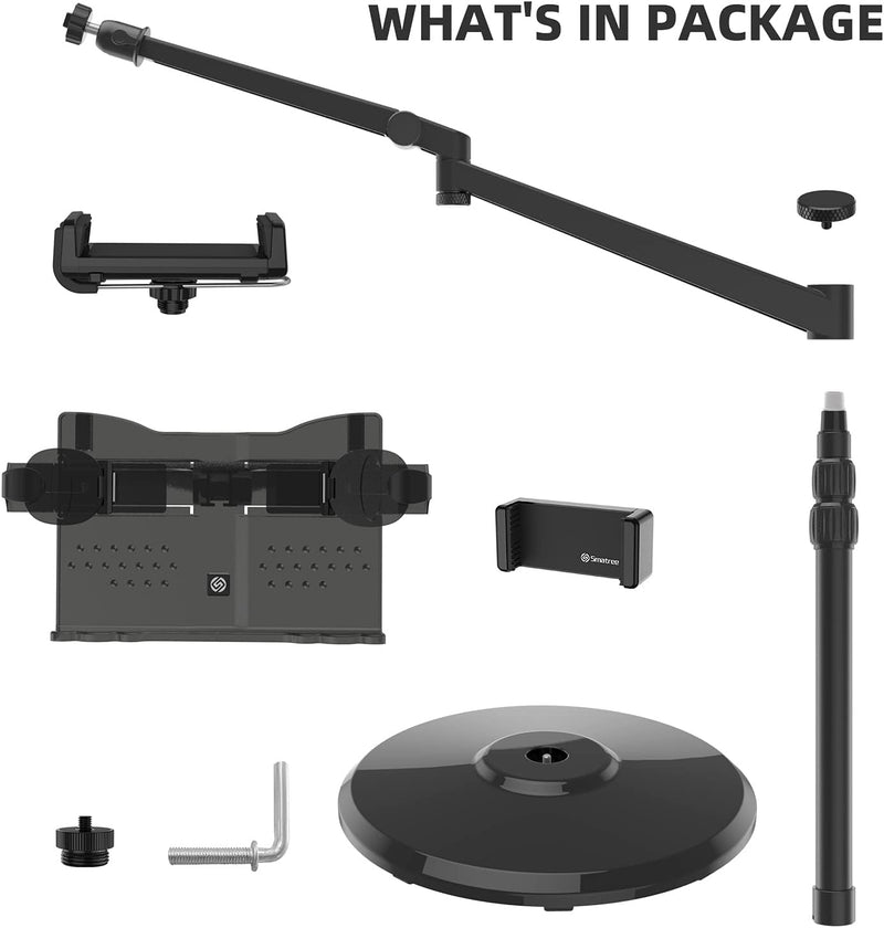 Smatree Notenständer iPad Floor Stand, iPad Mini 6 8,3 Zoll Mount Holder 360 Grad Drehbar Höhenverst
