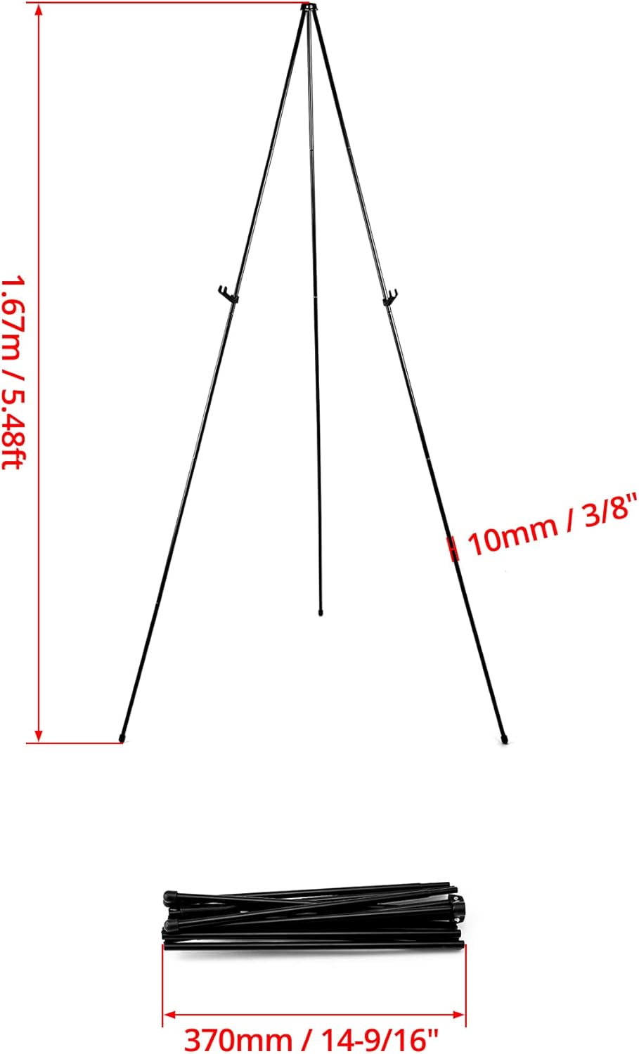 QWORK® 168 cm Zusammenklappbare Metall Staffelei mit Aufbewahrungstasche - Verstellbare, Halten Sie