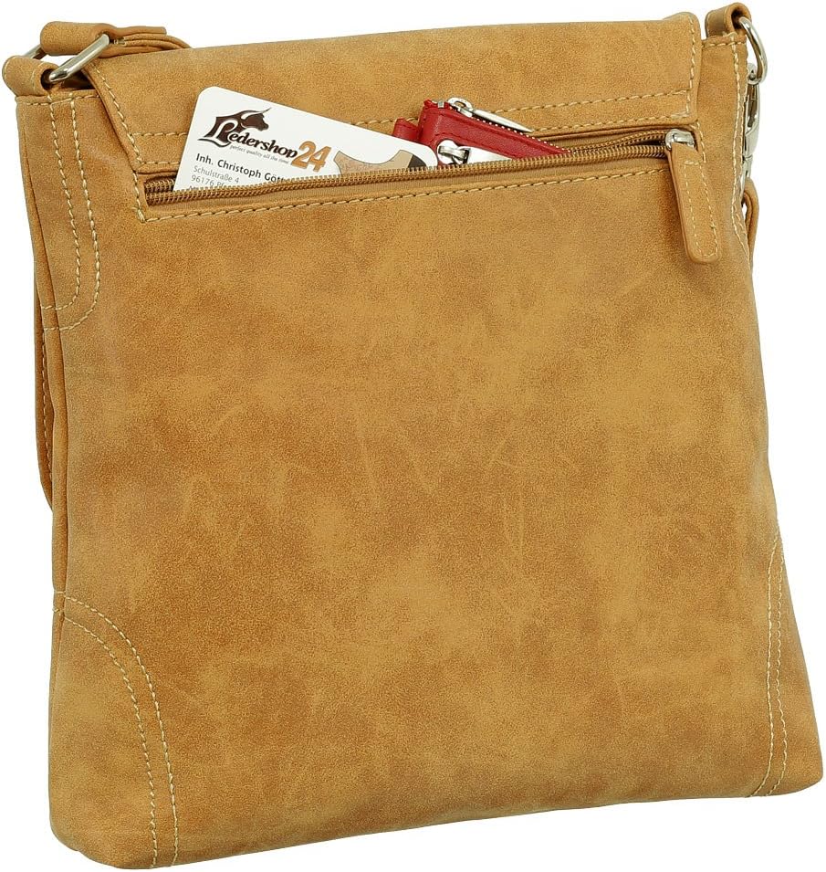 Ledershop24 Geschenkset - Handtasche Schultertasche Umhängetasche Wildleder-Imitat Used Look mit Rie