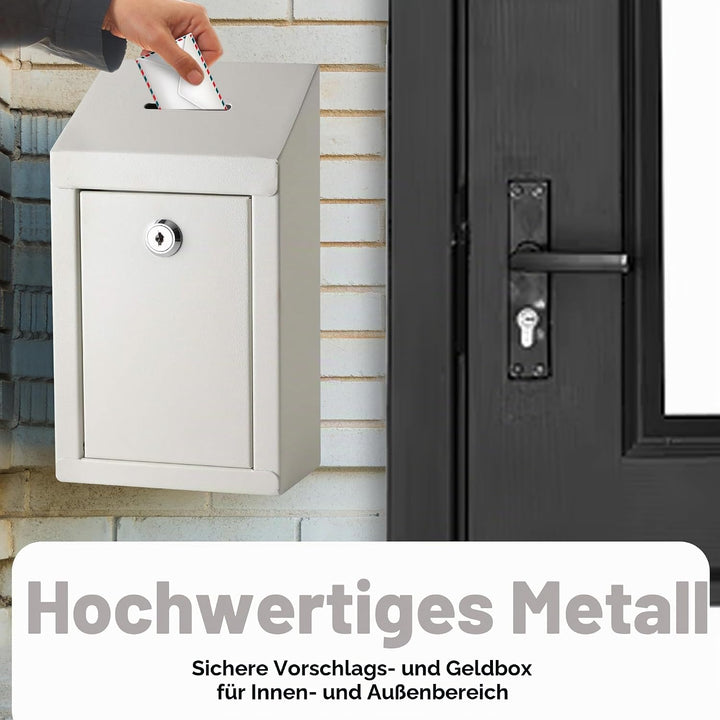 Metall-Spendenbox & Sammelbox Büro Vorschlagsbox Secure Box mit Top Coin Slot und Schloss inklusive