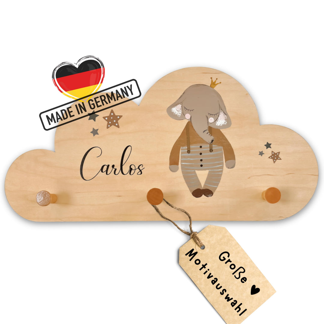 EmiliaLotte Kindergarderobe Personalisiert mit Wunschname I Garderobe Kinder aus Holz - Verschiedene