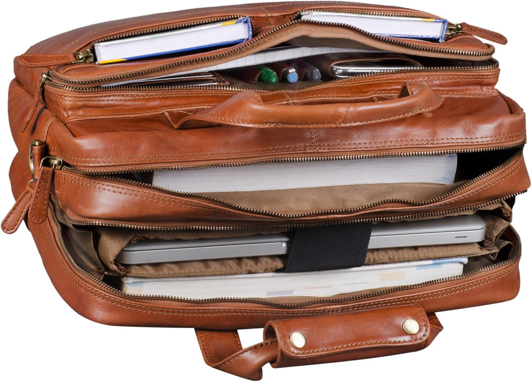 STILORD 'Explorer' Lehrertasche Leder Herren Damen Aktentasche Büro Schulter- oder Umhängetasche für