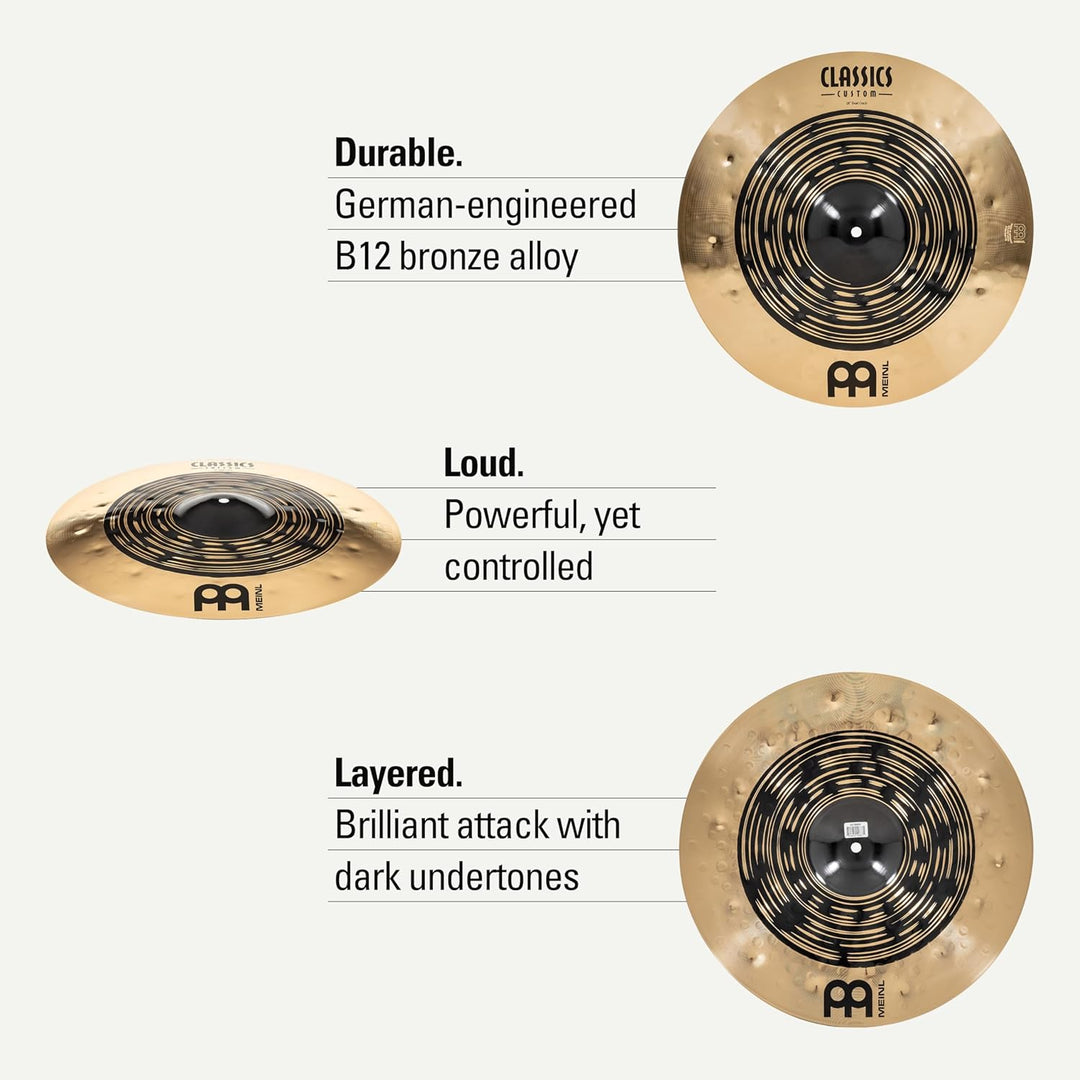 Meinl Classics Custom Dual 18 Zoll Crash (Video) Schlagzeug Becken (45,72cm) B12 Bronze, Dunkles und