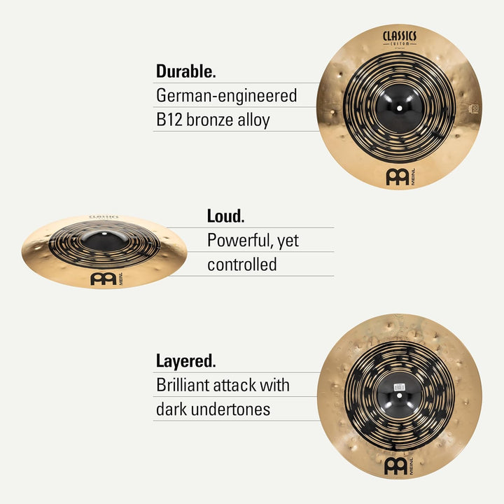 Meinl Classics Custom Dual 18 Zoll Crash (Video) Schlagzeug Becken (45,72cm) B12 Bronze, Dunkles und