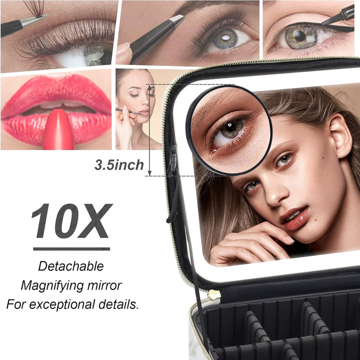 Reise-Makeup-Tasche Kosmetiktasche Make up Organizer Tasche mit grossen beleuchteten Spiegel 3 Farbe