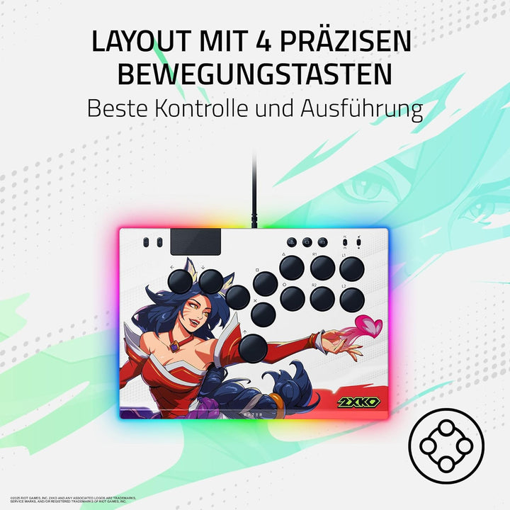 Razer Kitsune 2XKO Edition - Optischer All-Button-Arcade-Controller für PS5 und PC - Layout mit 4 pr