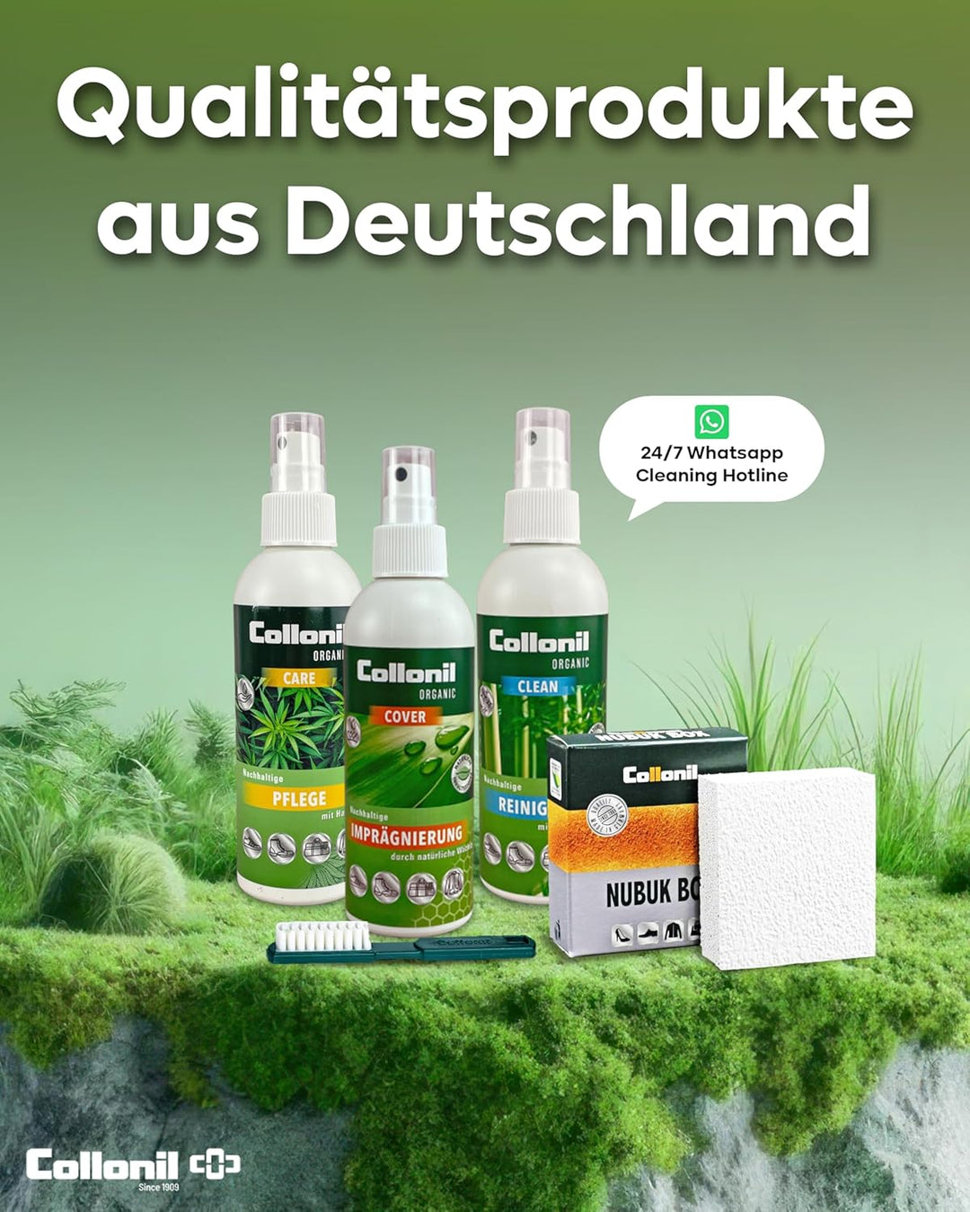 Collonil Organic Starter Kit Schuhpflege Set mit Bürste & Reinigungstuch | Organic Clean + Organic C
