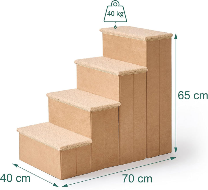 Relaxdays Hundetreppe, 4 Stufen, Stauraum, HxBxT: 65 x 40 x 70 cm, faltbar, Stoffbezug, Hunderampe B