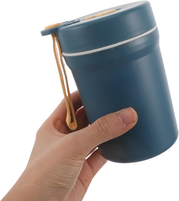 Mikrowellengeeigneter Isolierter Frühstücksbecher mit Henkel und Löffel 350ml Doppelwandiger Auslauf