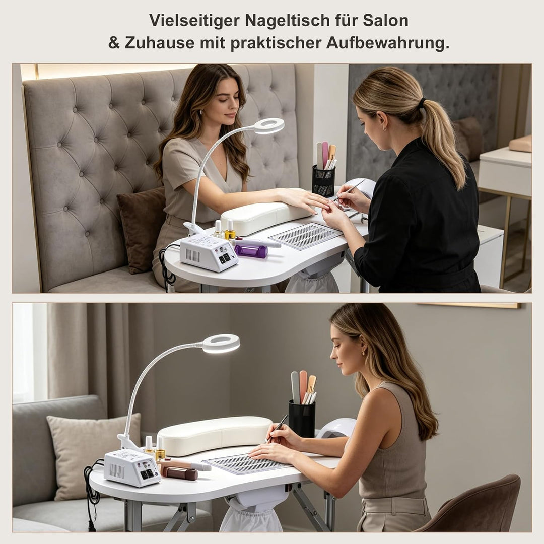Faquenc Professioneller Maniküretisch mit Absaugung Nagelstaubsauger, Faltbar Nageltisch Maniküre Ti