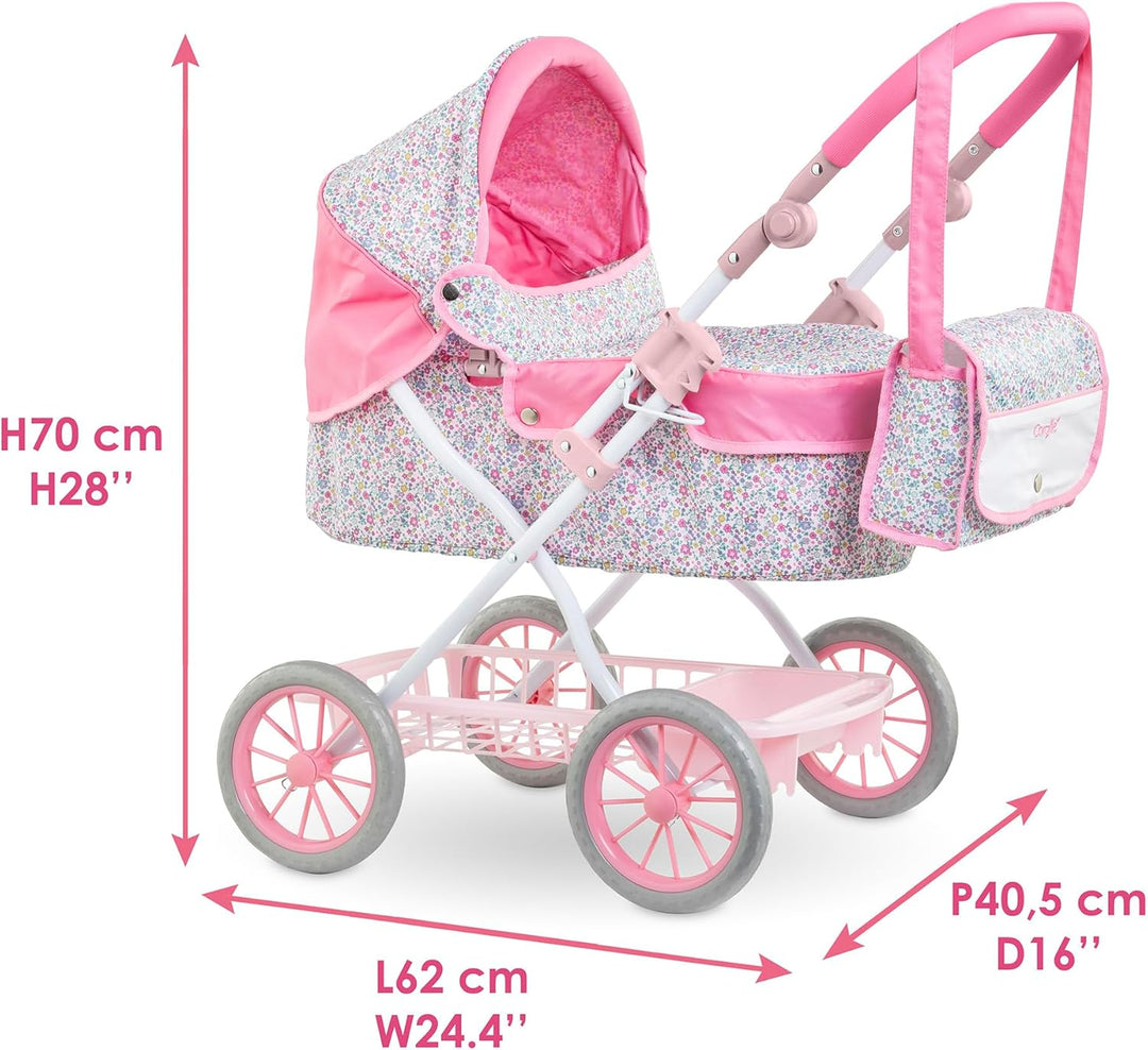 Corolle Floraler Kinderwagen, Zubehör für Puppen 36 cm, 42 cm und 52 cm, ab 3 Jahren, 9000141860