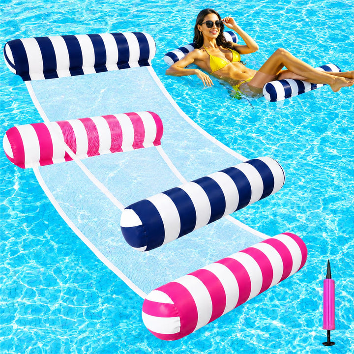 2er-Pack Luftmatratze Pool für Erwachsene, Premium Luftmatratze Wasser mit Handluftpumpe, 4-in-1 was