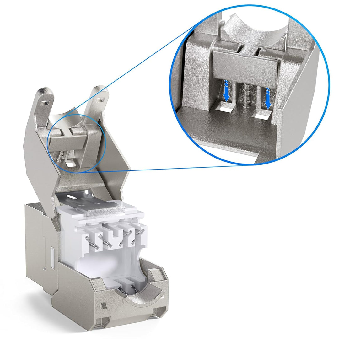 16x Cat.8.1 Keystone cat8 Jack RJ45 Buchse Modul 2000 MHz 40Gbit vollgeschirmt werkzeuglos STP RJ-45