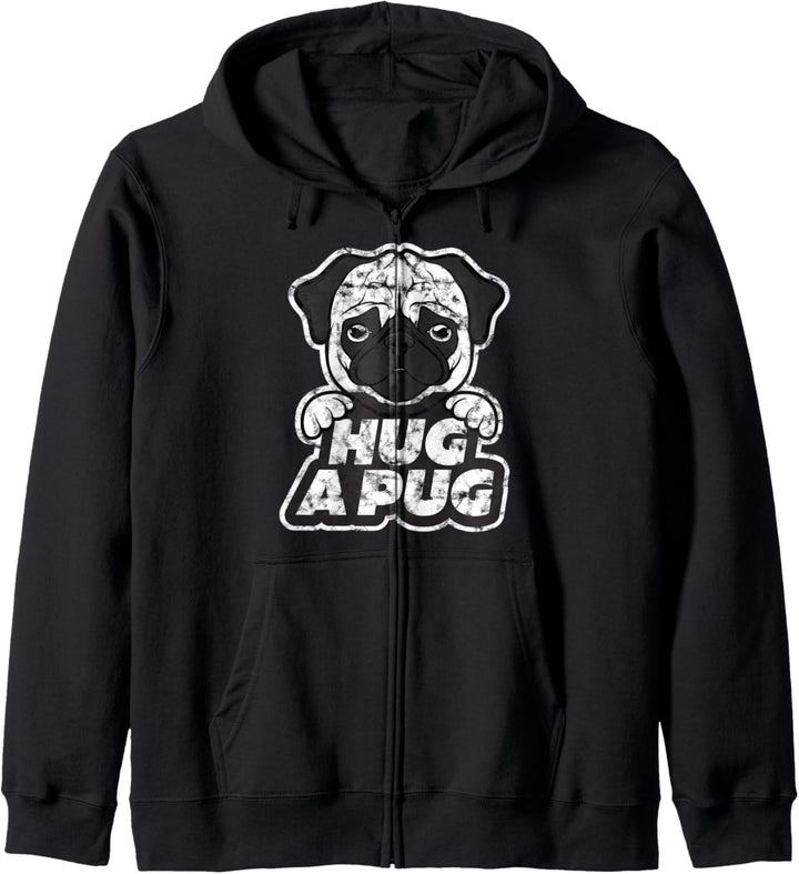 Mops umarmen - Lustiges Mops Geschenk Kapuzenjacke