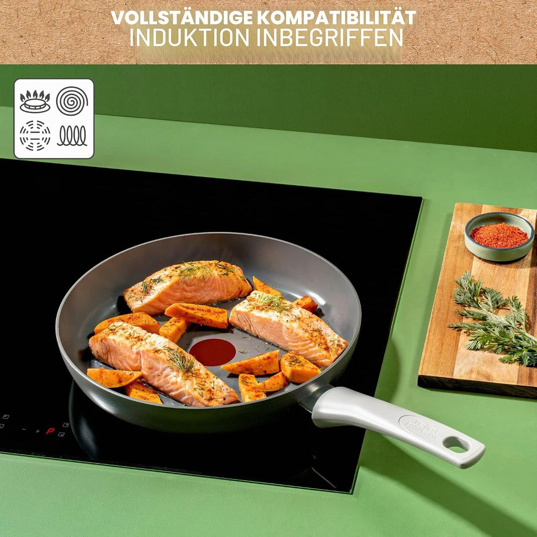 Tefal Renew On Bratpfannen 2 Stück, Grau, 24/28 cm, Keramik-Antihaftbeschichtung, Induktion, Thermo-