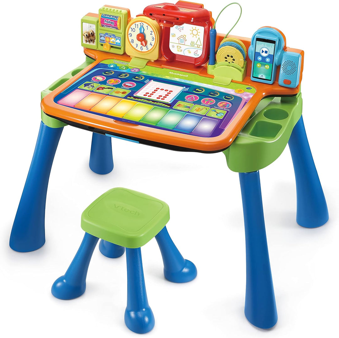 VTech 5-in-1 Magischer Schreibtisch – Interaktiver Kinderschreibtisch inkl. Hocker – Mit Kreidetafel