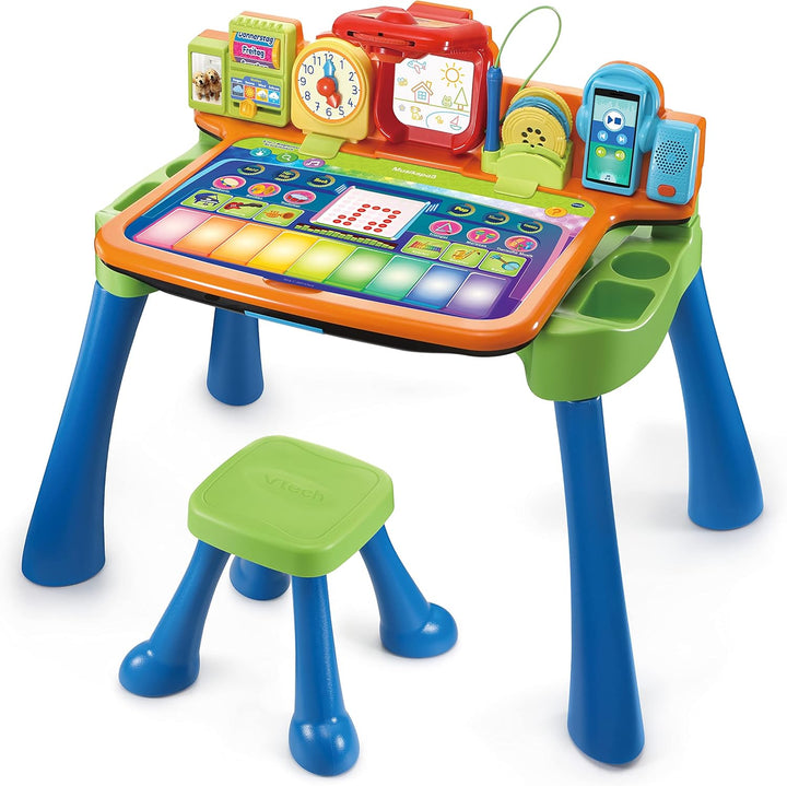 VTech 5-in-1 Magischer Schreibtisch – Interaktiver Kinderschreibtisch inkl. Hocker – Mit Kreidetafel