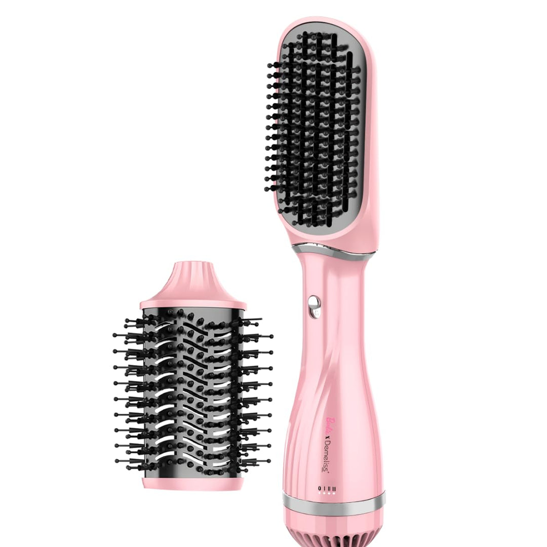 Spazzola Asciugacapelli - Demeliss - Volume &amp; Style - Barbie Edition - 1200 W - 3 Temperature - Rosa