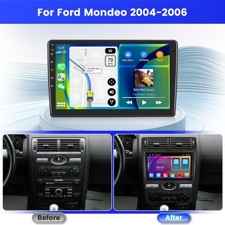Radio für Ford Mondeo 2004-2006 Android 15 2+64G mit Wireless CarPlay Android Auto, 9 Zoll Bildschir