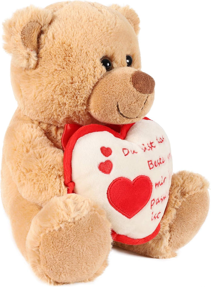 BRUBAKER Teddy Plüschbär mit Herz Rot Beige - Du bist das Beste was Mir je ... - 25 cm - Teddybär Pl