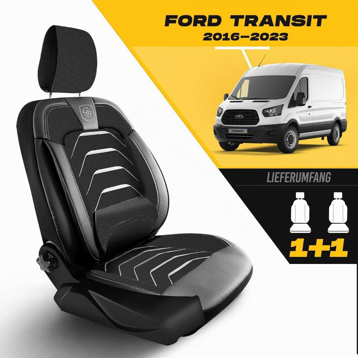 Autositzbezüge Universal 1+1 Transit Custom (2015-2023) - Premium Vordersitze Auto Sitzbezug aus Lei