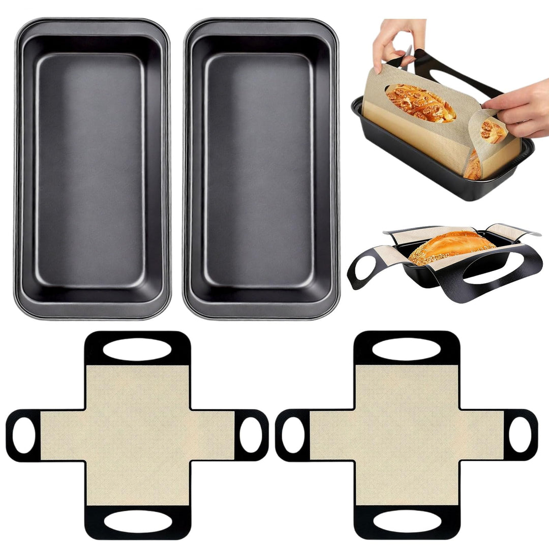 2er-Pack Brotbackform und 2er-Pack Backförmchen: Antihaft-Brotbackform 27,5 x 15 x 6 cm und Backförm