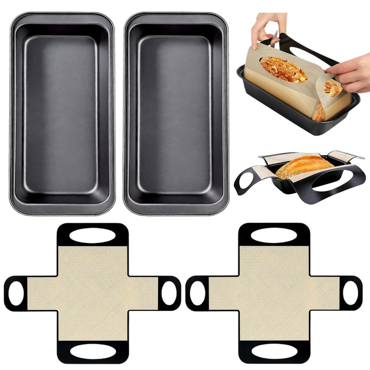 2er-Pack Brotbackform und 2er-Pack Backförmchen: Antihaft-Brotbackform 27,5 x 15 x 6 cm und Backförm