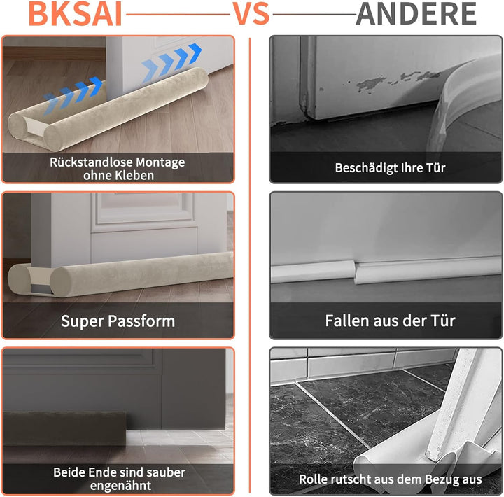 Zugluftstopper für Türen 60-100CM Türdichtung Unten Ohne Kleben Rückstandlos Tür Luftzugstopper - En