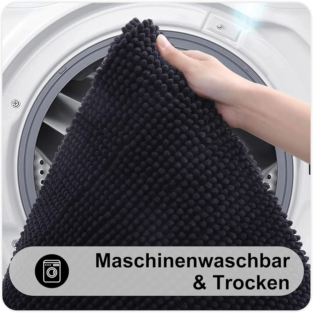 Homaxy Chenille Badezimmerteppich Set 2 teilig rutschfeste Badematte Set Weich Saugfähige Badteppich