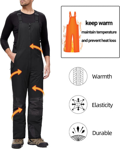 DAFENP Herren Skihose Latzhose Wasserdicht Schneehose Softshellhose Winter Warm Gefüttert Snowboardh